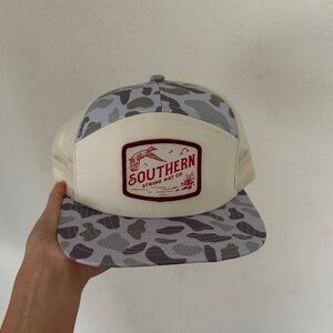 Southern String Camo Trucker Hat - Gray and Cream